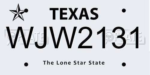 WJW2131 Texas License Plate