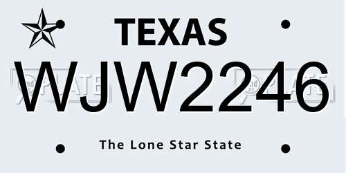 WJW2246 Texas License Plate