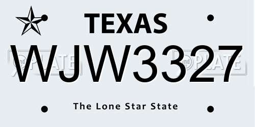 WJW3327 Texas License Plate