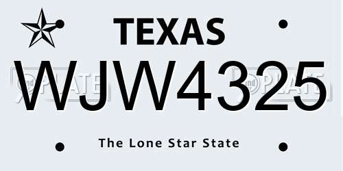 WJW4325 Texas License Plate