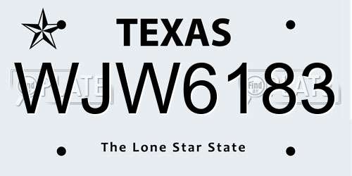 WJW6183 Texas License Plate