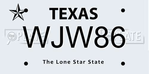 WJW86 Texas License Plate
