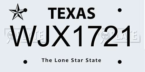 WJX1721 Texas License Plate