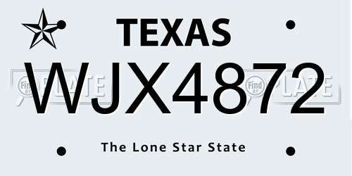 WJX4872 Texas License Plate