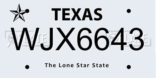 WJX6643 Texas License Plate