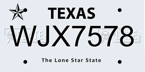 WJX7578 Texas License Plate