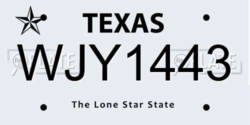 WJY1443 Texas License Plate