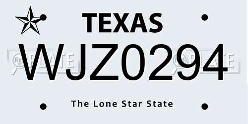 WJZ0294 Texas License Plate