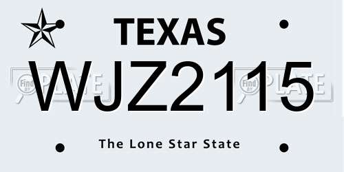 WJZ2115 Texas License Plate
