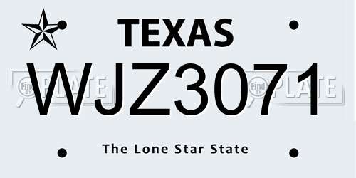 WJZ3071 Texas License Plate