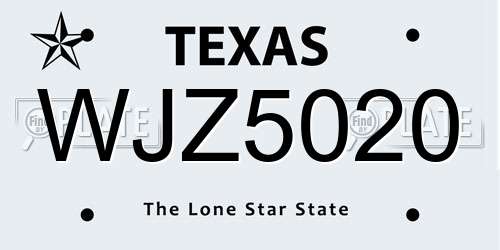 WJZ5020 Texas License Plate