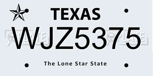 WJZ5375 Texas License Plate