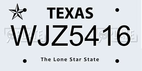 WJZ5416 Texas License Plate