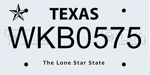 WKB0575 Texas License Plate