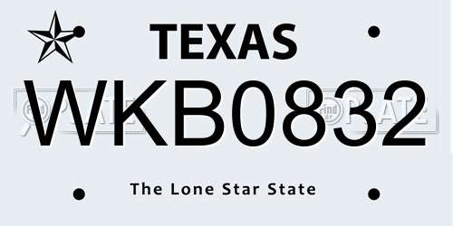 WKB0832 Texas License Plate
