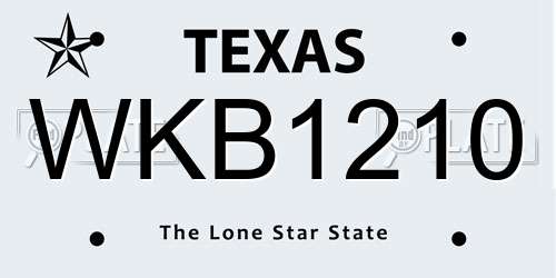WKB1210 Texas License Plate