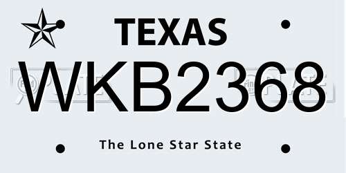 WKB2368 Texas License Plate
