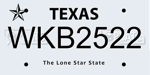 WKB2522 Texas License Plate