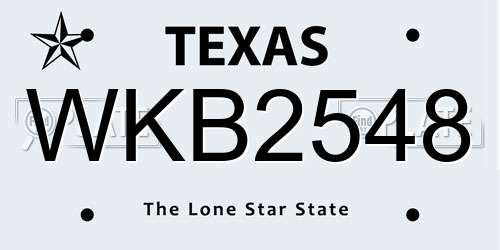 WKB2548 Texas License Plate