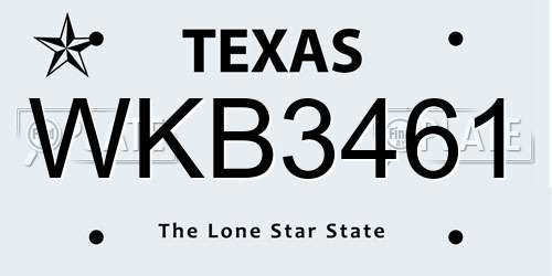 WKB3461 Texas License Plate
