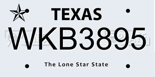 WKB3895 Texas License Plate