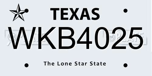 WKB4025 Texas License Plate