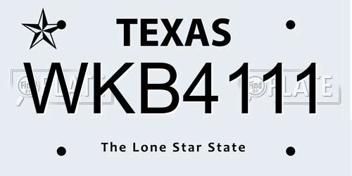 WKB4111 Texas License Plate