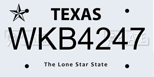 WKB4247 Texas License Plate