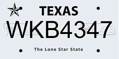 WKB4347 Texas License Plate