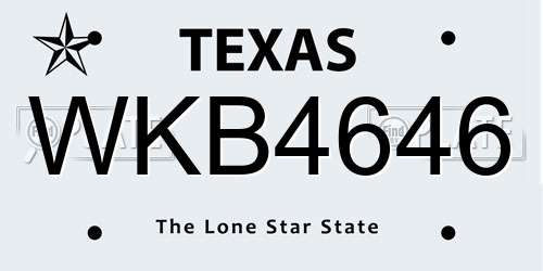WKB4646 Texas License Plate