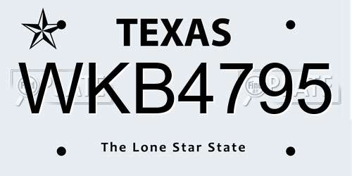 WKB4795 Texas License Plate