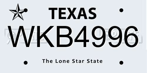 WKB4996 Texas License Plate