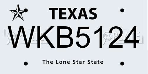 WKB5124 Texas License Plate