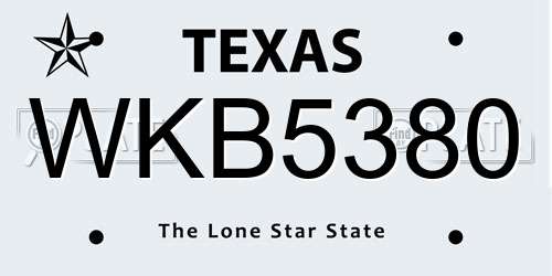 WKB5380 Texas License Plate