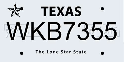 WKB7355 Texas License Plate