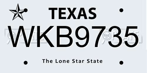 WKB9735 Texas License Plate