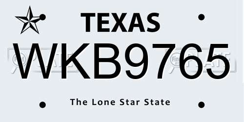 WKB9765 Texas License Plate