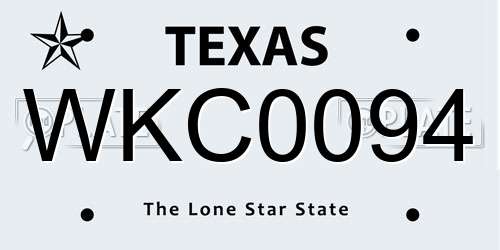WKC0094 Texas License Plate