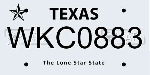 WKC0883 Texas License Plate