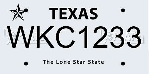 WKC1233 Texas License Plate