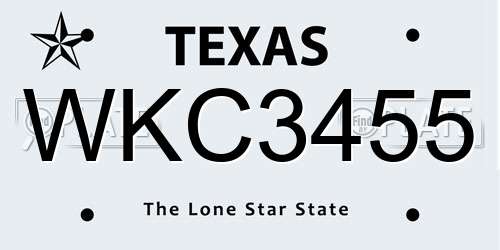 WKC3455 Texas License Plate
