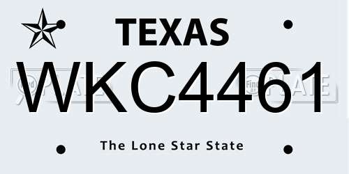 WKC4461 Texas License Plate