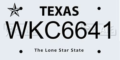 WKC6641 Texas License Plate