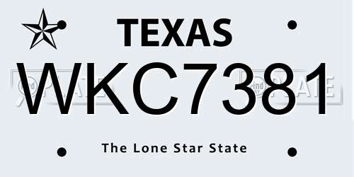 WKC7381 Texas License Plate