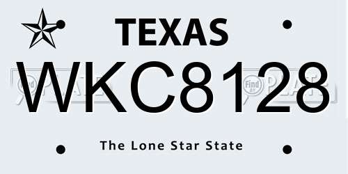 WKC8128 Texas License Plate