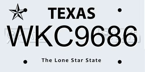 WKC9686 Texas License Plate