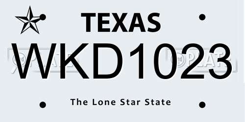 WKD1023 Texas License Plate
