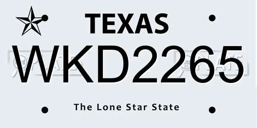 WKD2265 Texas License Plate