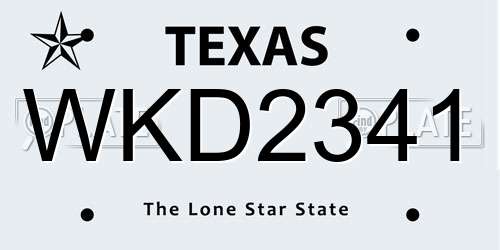 WKD2341 Texas License Plate