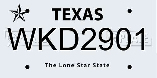 WKD2901 Texas License Plate